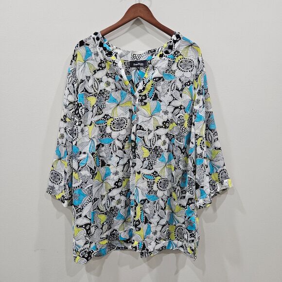 Evan Picone Tops - Evan Picone Womens Popover Top Plus Size 20W Multicolor Boho Office Feminine